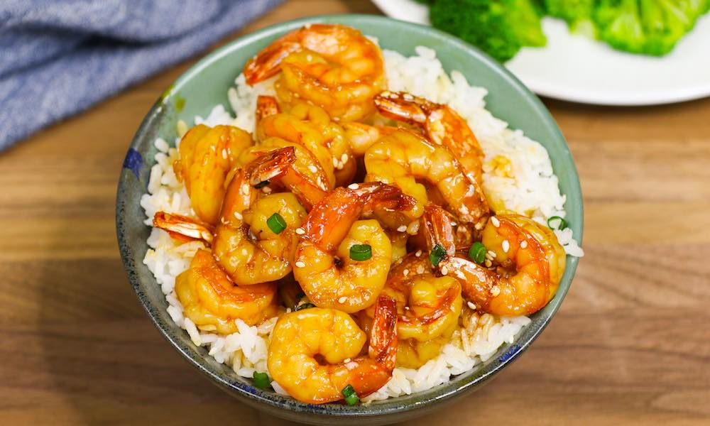 Shrimp sauce with plain rice